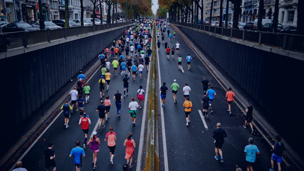 Runners set off for a race